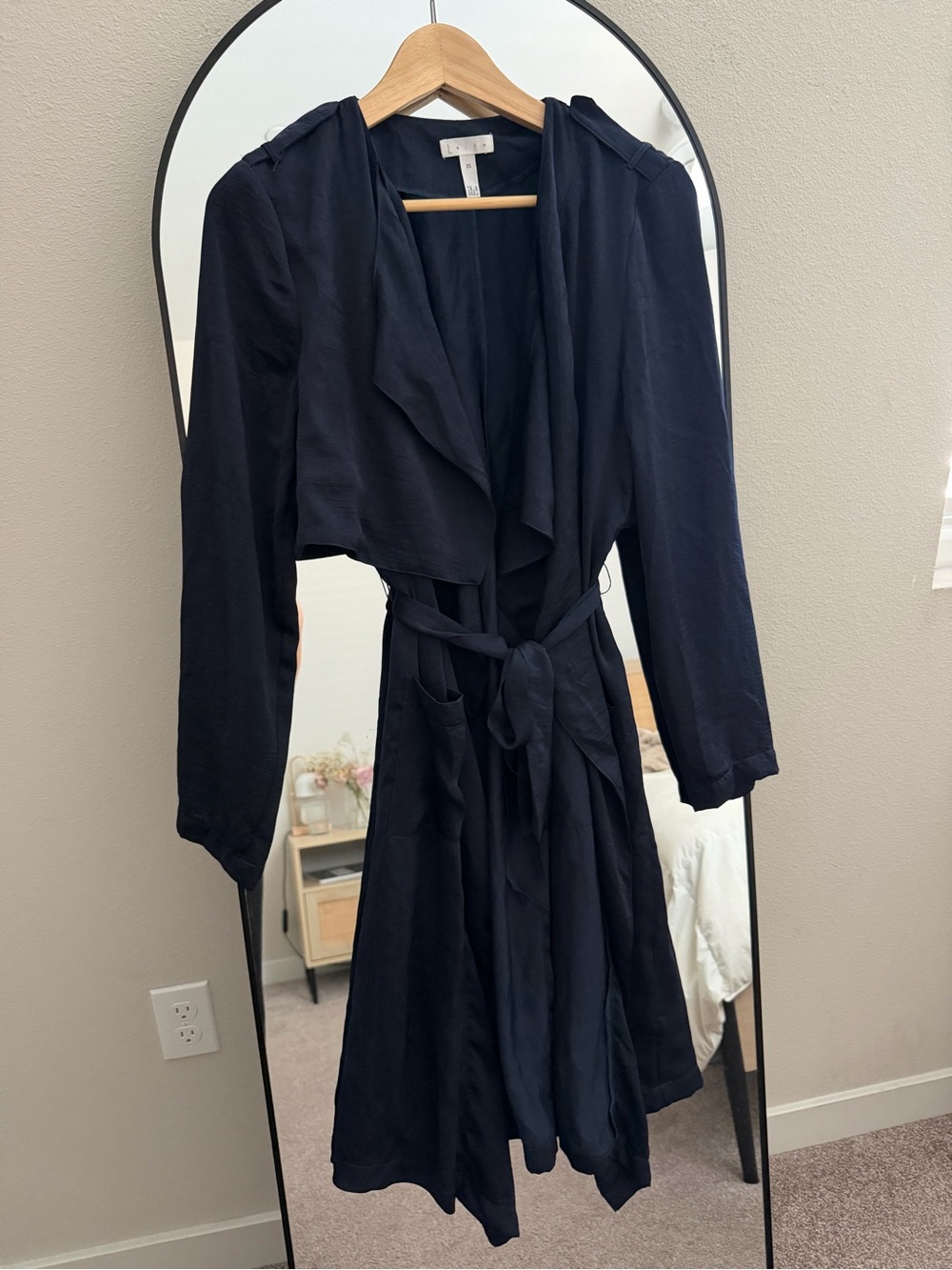 Leith navy long lightweight coat SzXS